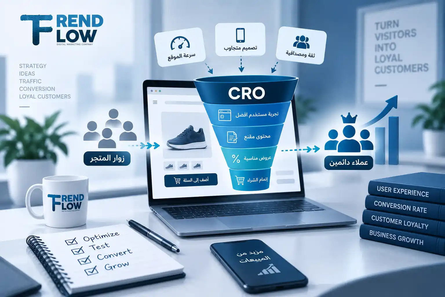 أسرار تحسين معدل التحويل (CRO): كيف تحول زوار متجرك إلى عملاء دائمين؟ 1 CRO تريند فلو