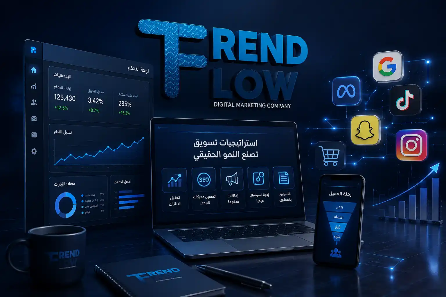 تريند فلو | تعرف علي افضل وكالات التسويق في السعودية 2026 1 استراتيجيات التسويق في المملكة